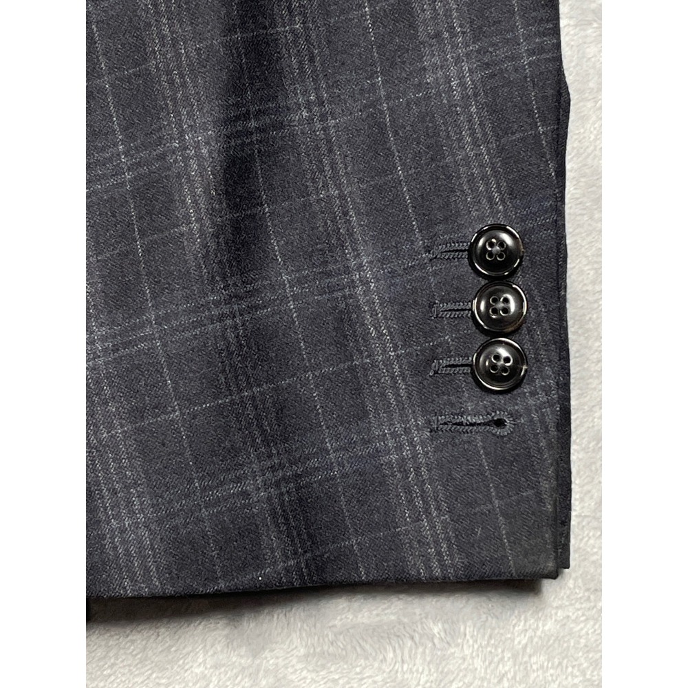 Giorgio Armani Taylor Charcoal Grey Virgin Wool Cashmere Plaid Blazer Jacket 50R